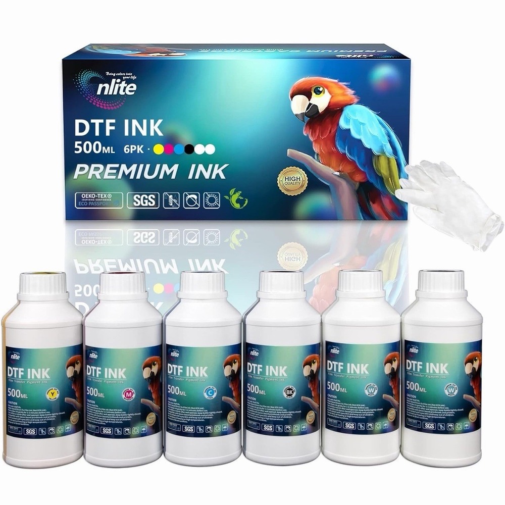 Enlite DTF Ink 500ML Combo Pack, Premium Pigment Ink for PET Film Heat Transf...